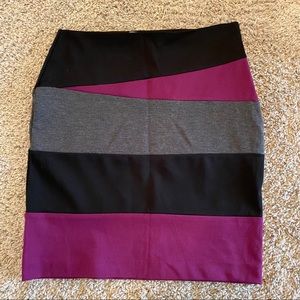 Kenar Black and Purple striped Mini Skirt
